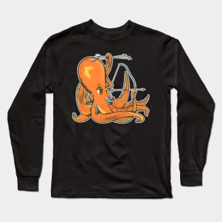 Octopus with a bow and arrow Long Sleeve T-Shirt